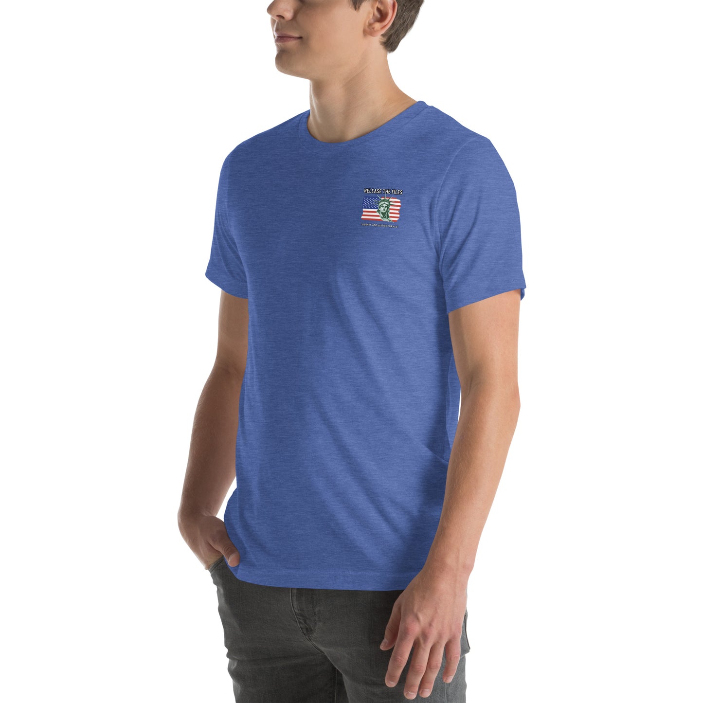 Blue Release the Files Shirt with Flag and Lady Liberty 