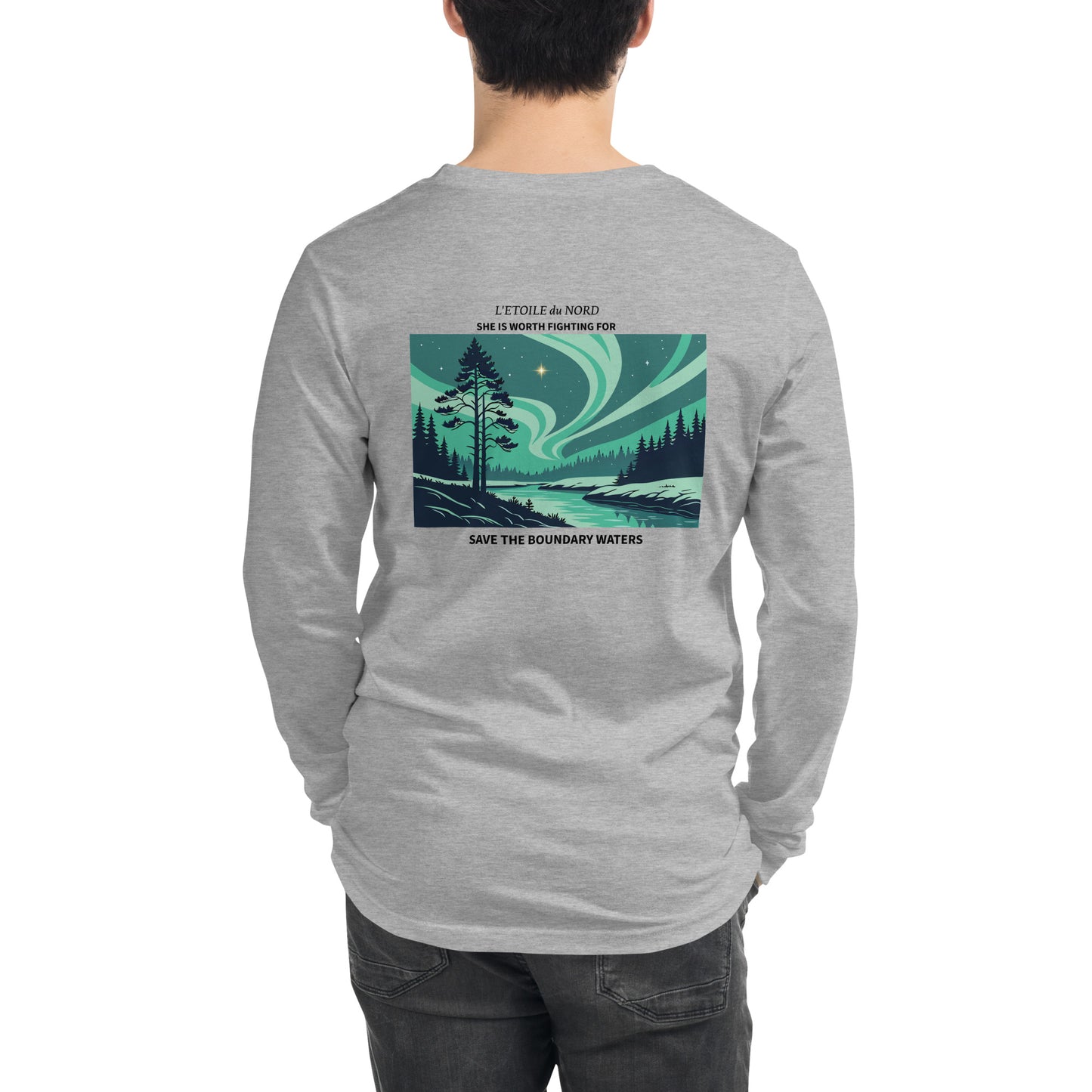 Grey Long Sleeve Save the Boundary Waters Shirt