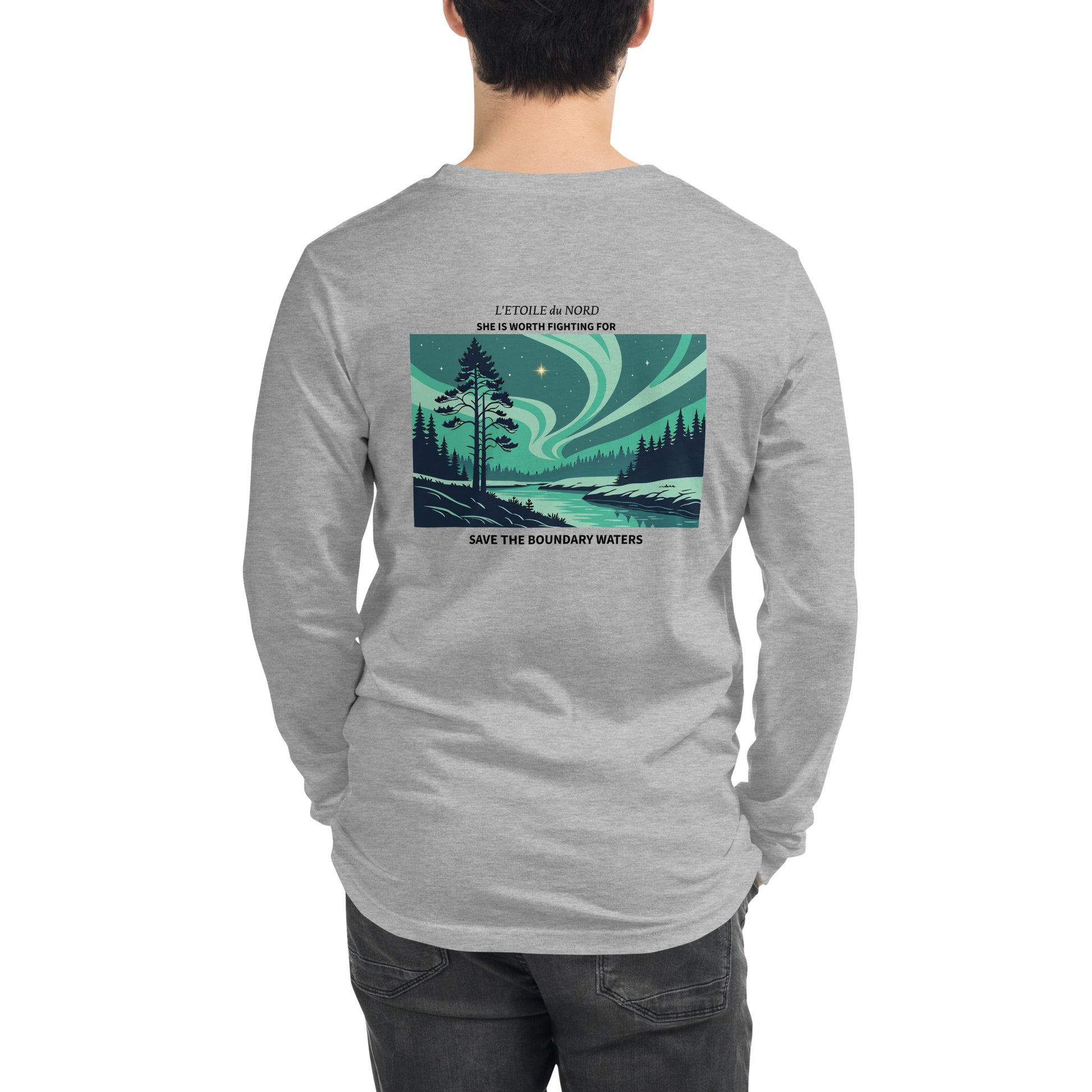 Grey Long Sleeve Save the Boundary Waters Shirt