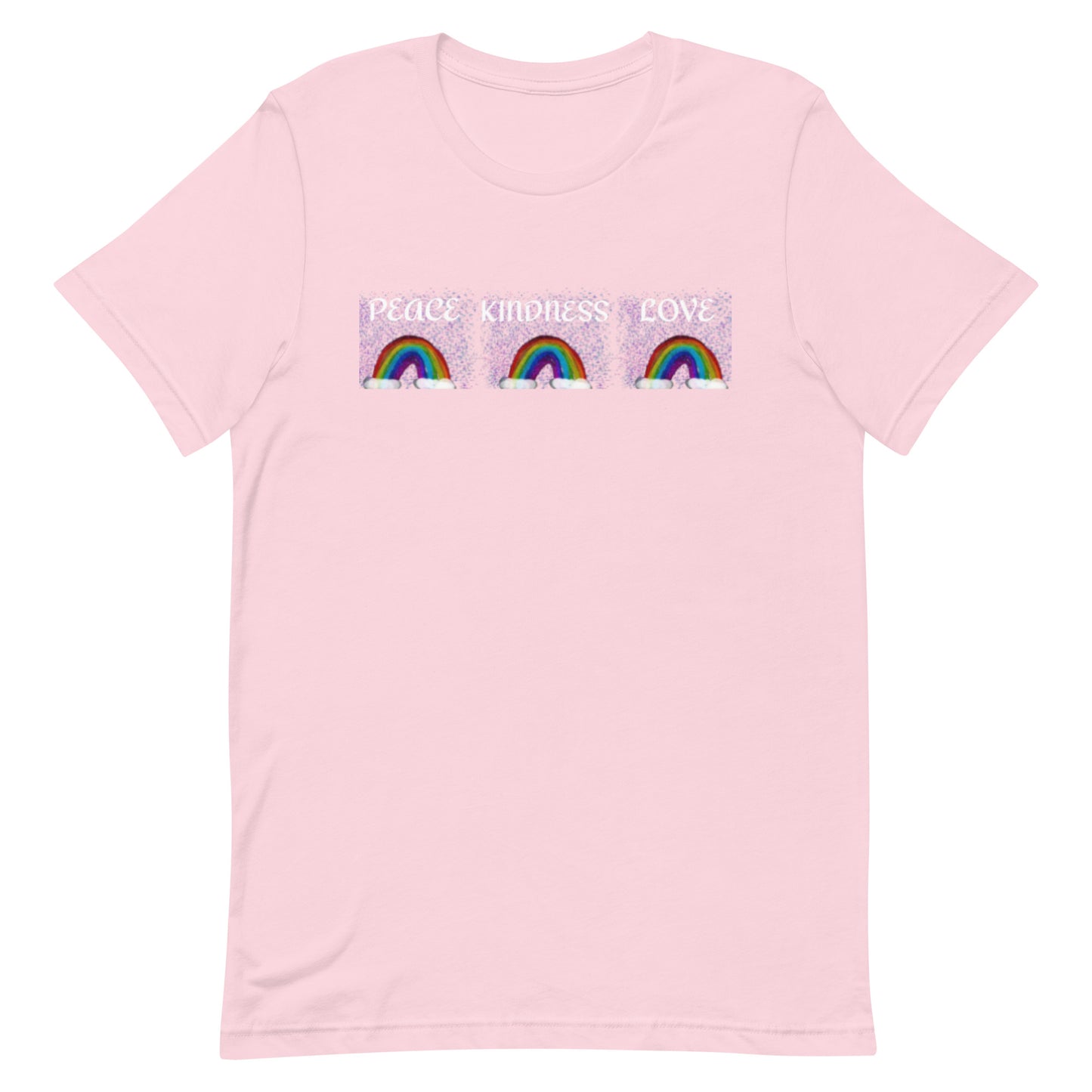 Pink Rainbow Peace Kindness and Love Tee Shirt