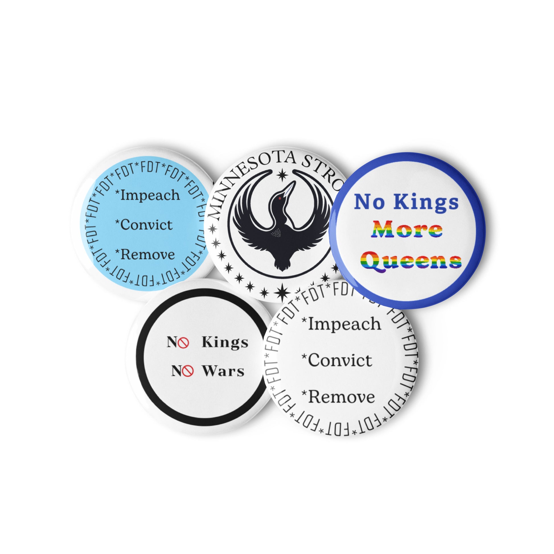 Multicolor and Black and White Protest Pin Set