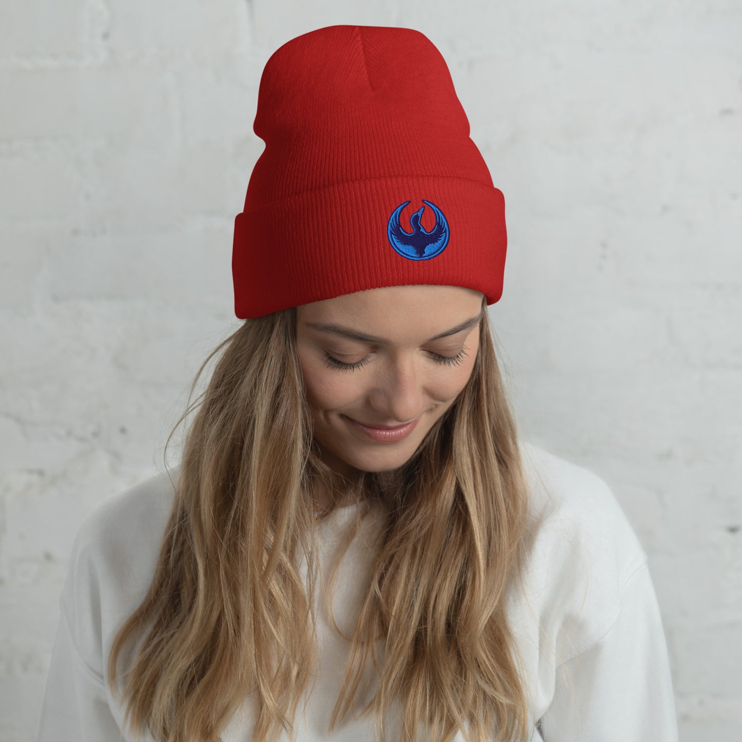 Red Cuffed Rebel Loon Beanie Hat